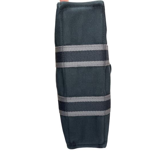 Hermès Fourre Tout PM Canvas Tote Bag Black Gray Striped Handles France - Picture 10 of 15